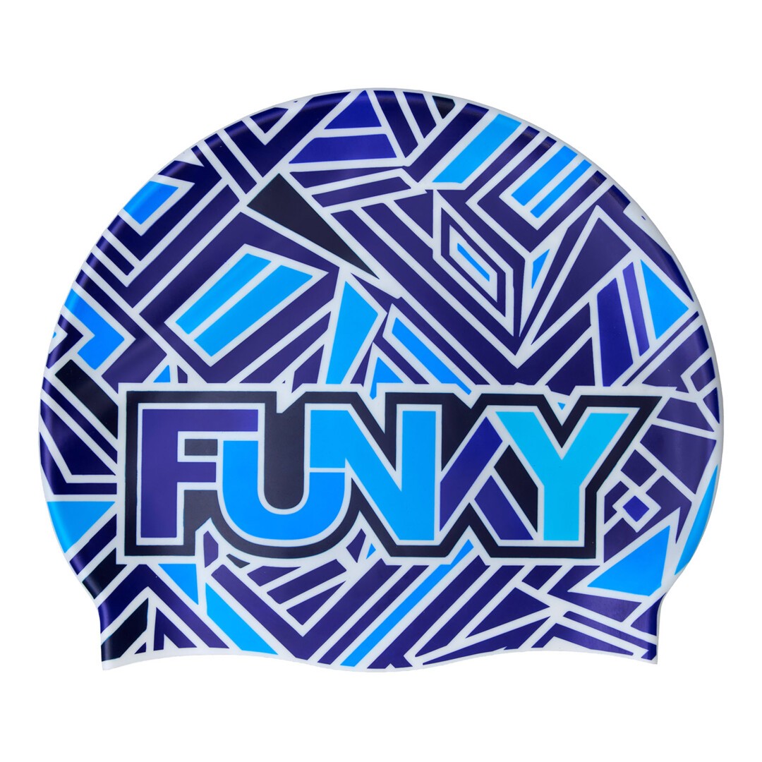 Blue Bits Silicone Swimming Cap