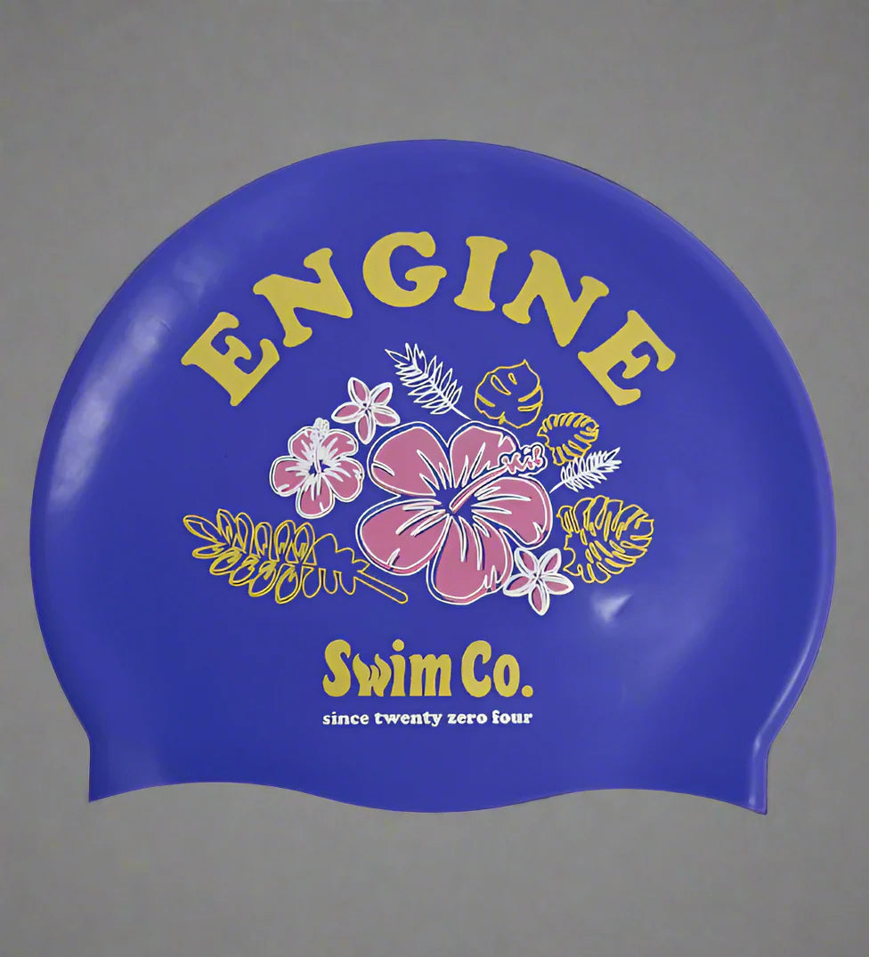Silicone Swim Cap - Floral Lavender