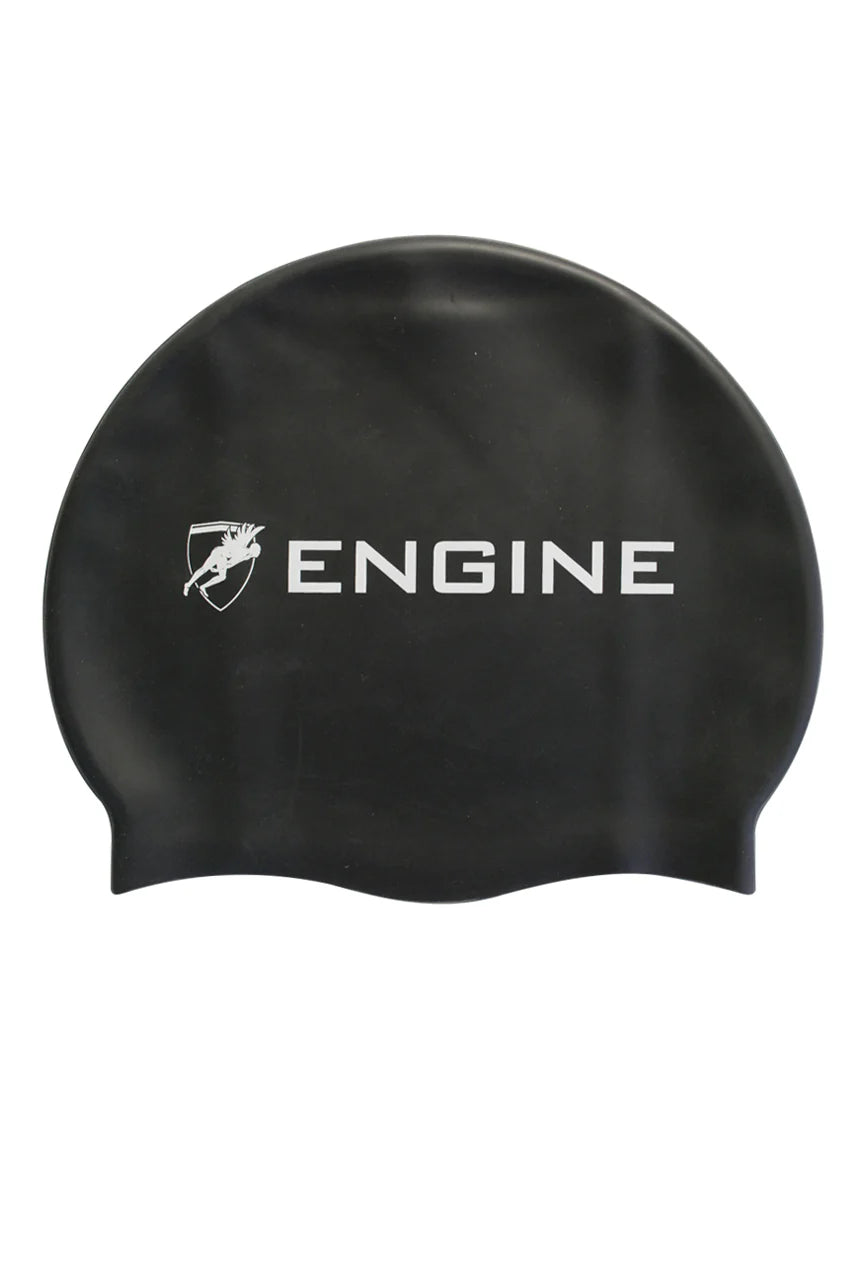 Silicone Swim Cap - Engine Logo Black