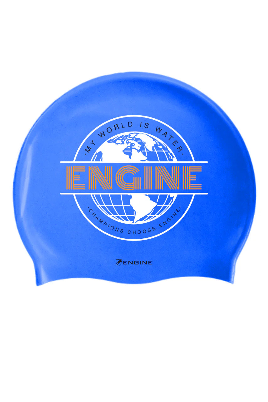 Silicone Swim Cap - Global - Blue