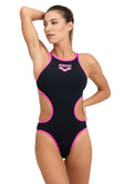 Arena one big logo one piece black/fluo pink