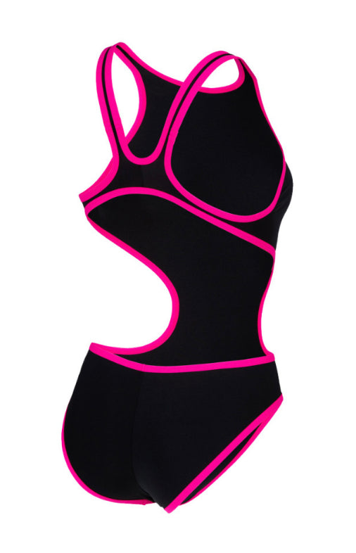 Arena one big logo one piece black/fluo pink