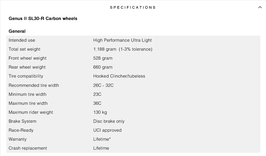 ERE Genus II SL30 R Carbon Wheelset