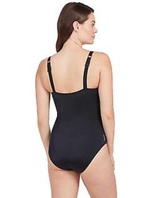Zoggs Women's Wrap Panel Adjustable Classic Back Swimsuit Khaki/White/Blue