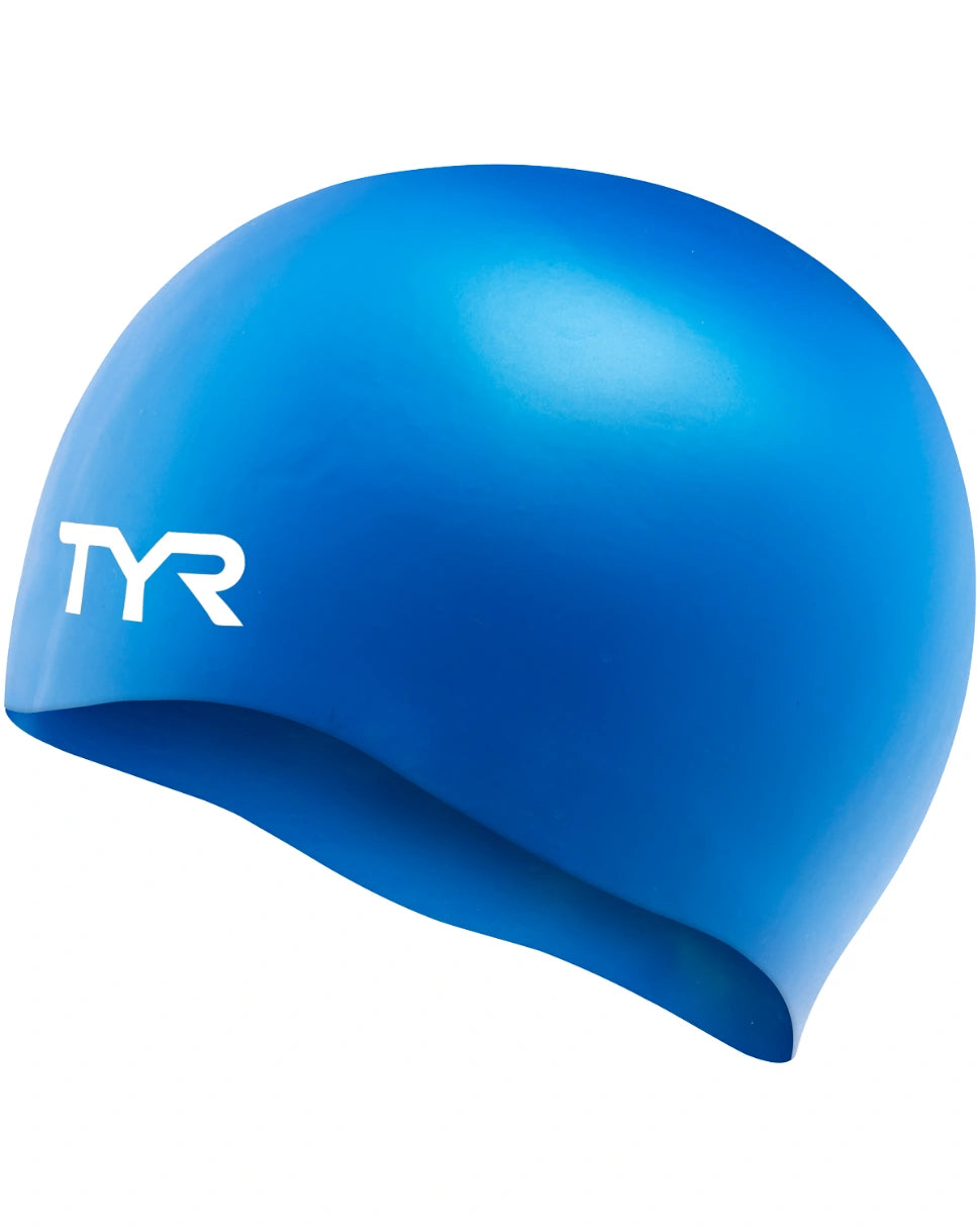 TYR Adult Silicone Wrinkle-Free Swim Cap 420 Blue