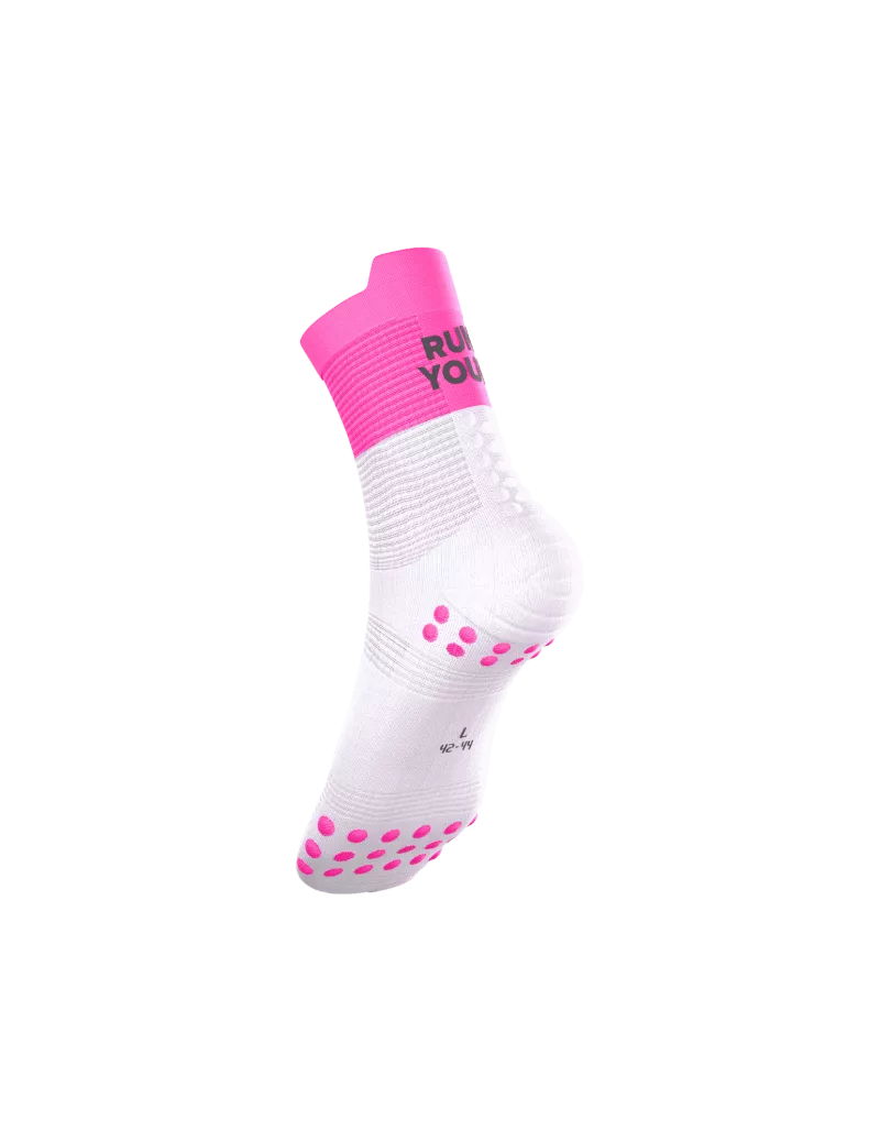 Compressport Pro Racing Socks V4.0 Run High - Your Race Neon Pink