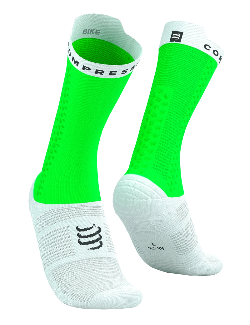 Compressport Pro Racing Socks V4.0 Bike - Neon Green/White