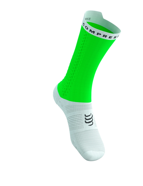 Compressport Pro Racing Socks V4.0 Bike - Neon Green/White