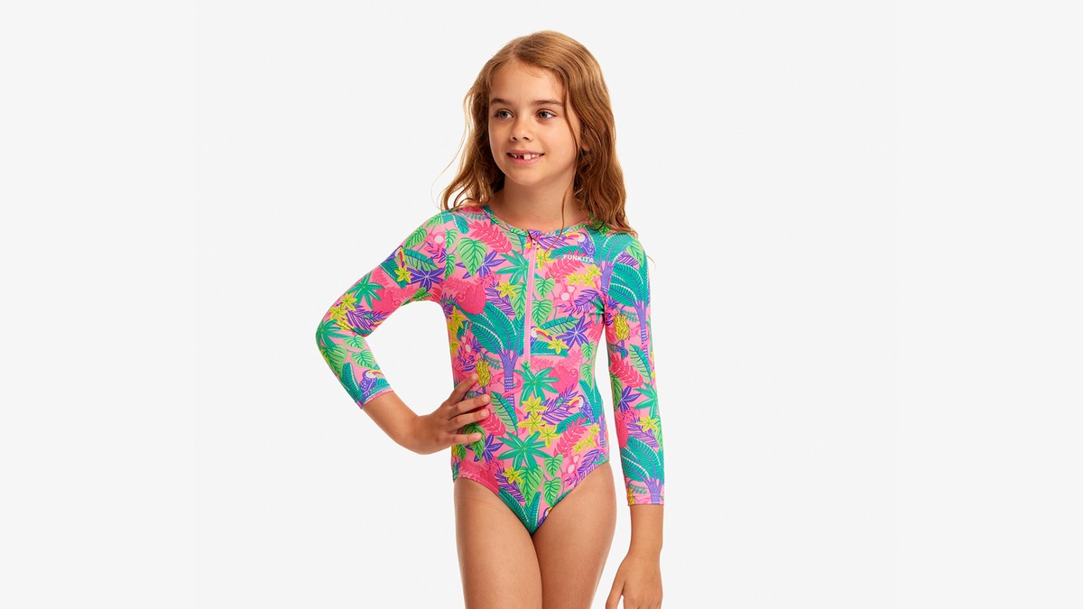 JUNGLE PARTY TODDLER GIRL'S SUN COVER ONE PIECE